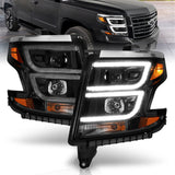 ANZO 111492 FITS: 2015-2020 Chevy Tahoe Projector Headlights Plank Style Black w/DRL Headlights