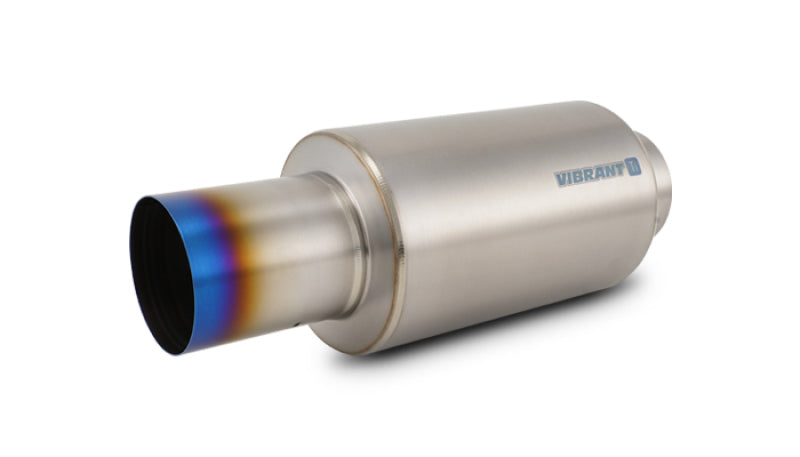 Vibrant 17566 FITS: Titanium Muffler w/Straight Cut Burnt Tip 4in Inlet / 4in Outlet Muffler