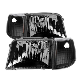 SPYDER 9029363 FITS:xTune Ford Ranger 93-97 Crystal Headlights w/ Corner Lights 4pcs Sets Black HD-JH-FR93-SET-BK Headlights