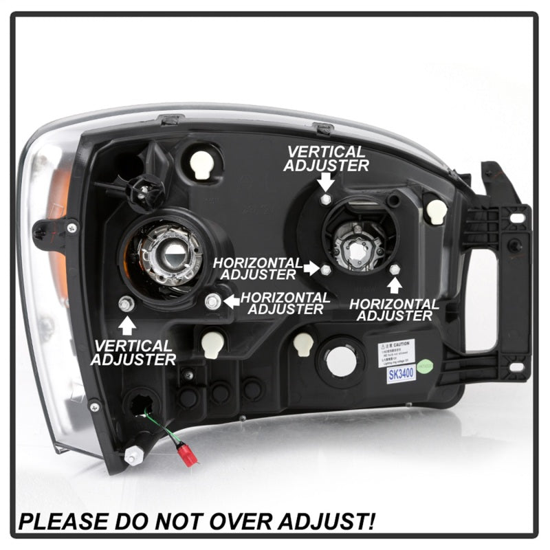 SPYDER 5085306 FITS: Dodge Ram 1500 06-08 V2 Projector Headlights Light Bar DRL Black (PRO-YD-DR06V2-LB-BK) Headlights