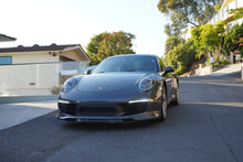 Load image into Gallery viewer, Porsche 991 Carrera Euro GT chin spoiler by BetterBodies Motorsport, polyurethane front lip splitter for 2012–2015 model.