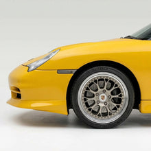 Load image into Gallery viewer, Porsche 996.2 Carrera GT3TEK front lip spoiler by BetterBodies Motorsport, racing style upgrade, close-up of the black aerodynamic lip.