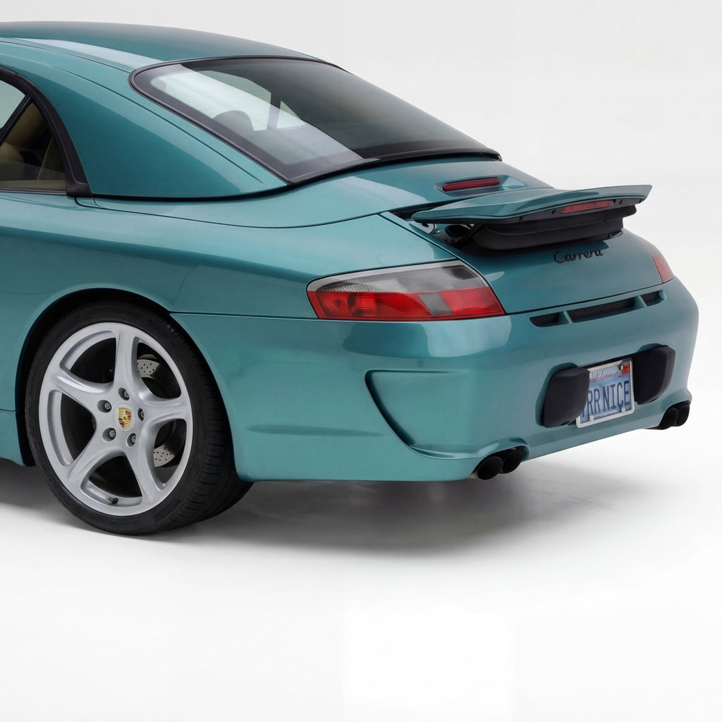 Porsche 996 Carrera rear bumper in GT3 RS style with 997 look, designed for 1999-2004 models, by BetterBodies Motorsport.