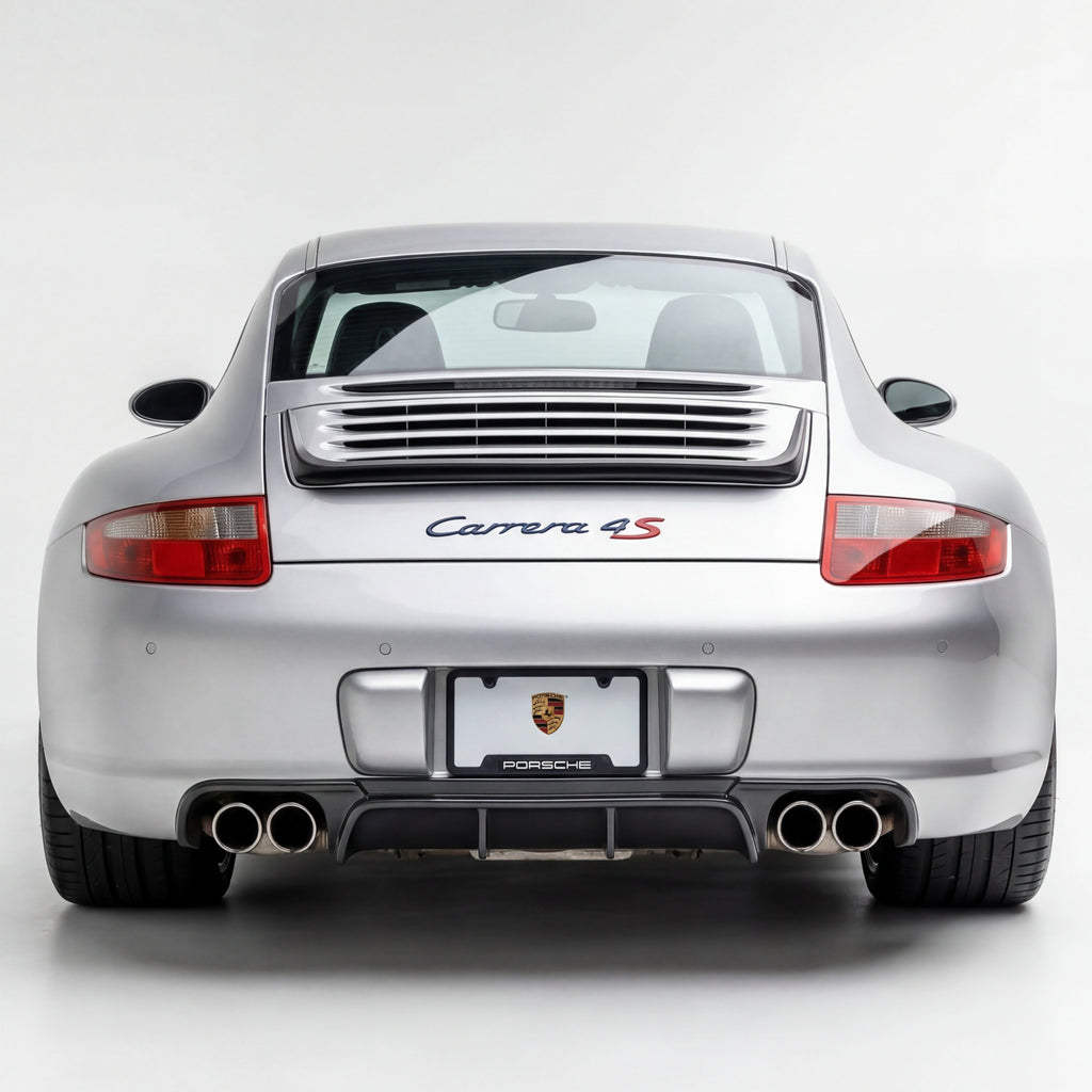 Porsche 997 Carrera GT3TEK rear wing by BetterBodies Motorsport, polyurethane ducktail spoiler on a 2005-2012 sports car.