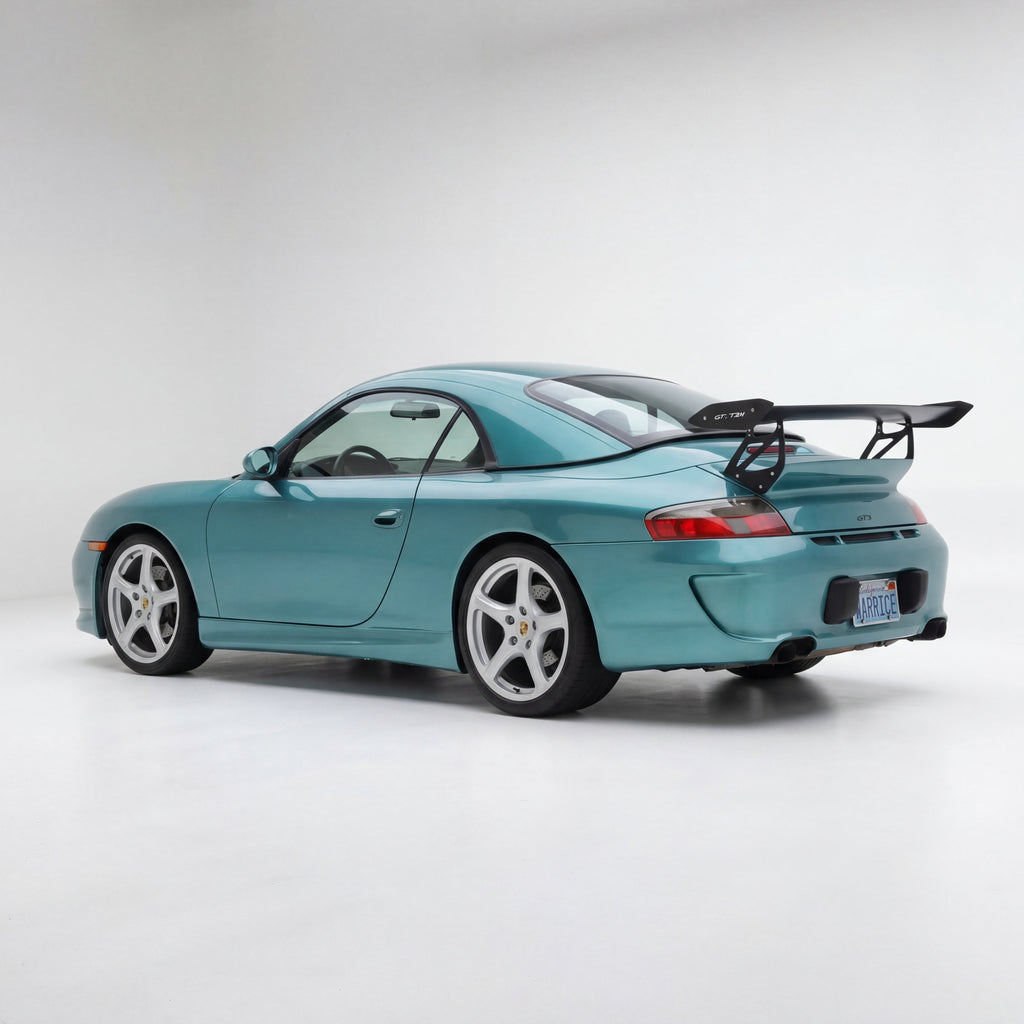 Rear bumper for Porsche 996 Carrera GT3 RS style with 997 look, made by BetterBodies Motorsport, showing the bumper's design and fit.