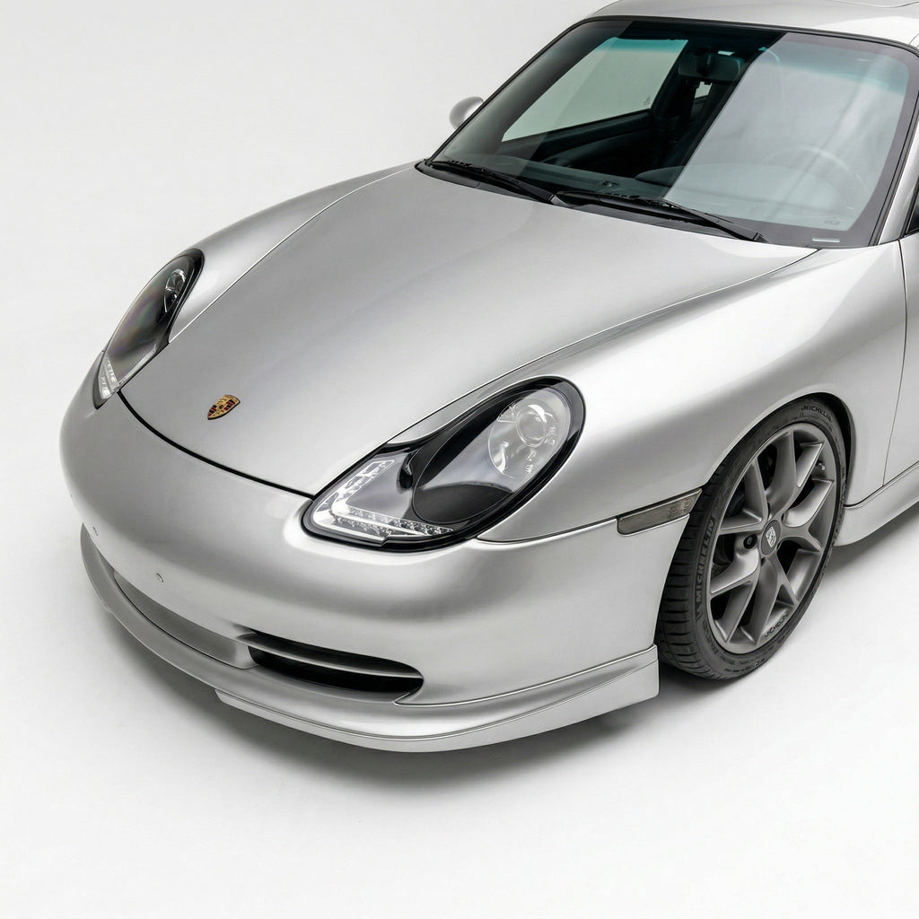 Front lip spoiler for Porsche 986 Boxster by BetterBodies Motorsport, RUF/GT3 RS Spyder style chin spoiler installed on 1997–2004 model