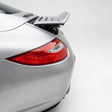 Load image into Gallery viewer, Porsche 997 Carrera Singer Style Mini Ducktail Spoiler by BetterBodies Motorsport, polyurethane wing on a 2005–2011 model.
