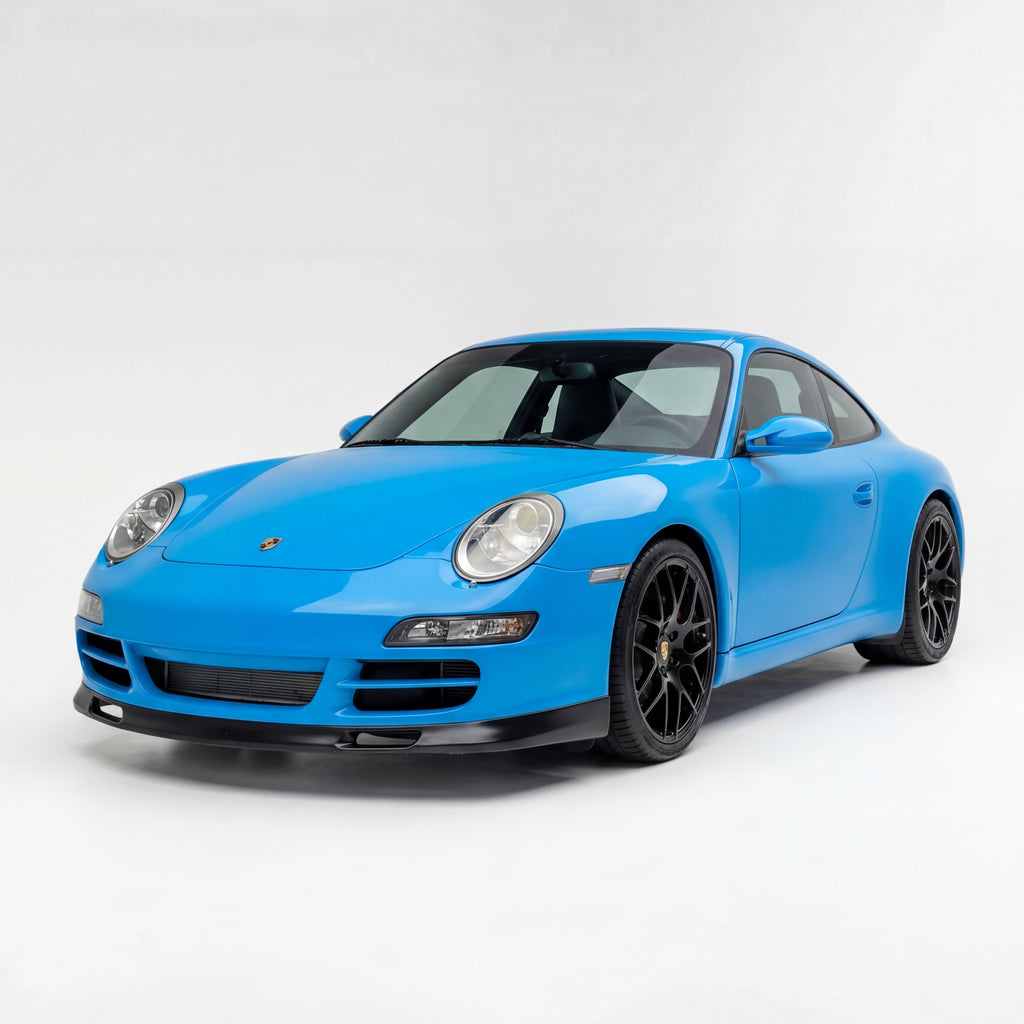 Porsche 997.1 Carrera GT3-style front spoiler lip in polyurethane, designed for 2005–2008 models, by BetterBodies Motorsport.