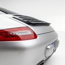 Load image into Gallery viewer, Porsche 997 Carrera GT3TEK polyurethane rear wing spoiler with ducktail design on a sports car, showcasing aerodynamic wing features.