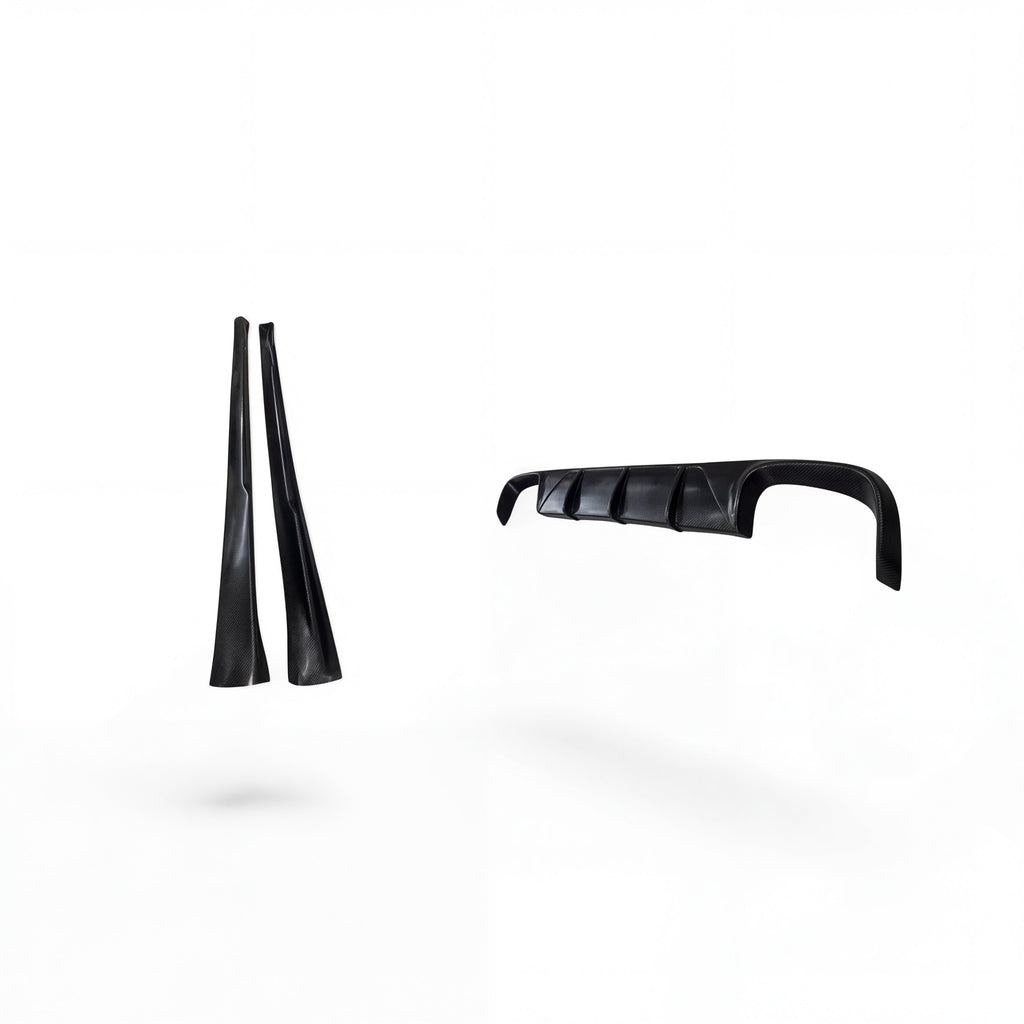 BetterBodies Motorsport Porsche 997.2 Aero Kit rear diffuser and side rockers for 2009–2012, showing the sleek aerodynamic design.