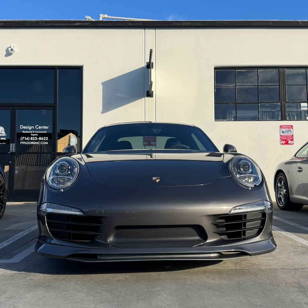 Porsche 991 Carrera Euro GT chin spoiler in polyurethane, front bumper splitter for 2012–2015 models by BetterBodies Motorsport