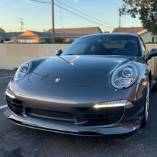 Load image into Gallery viewer, Porsche 991 Carrera Euro GT chin spoiler front lip splitter by BetterBodies Motorsport, made of polyurethane for 2012-2015.