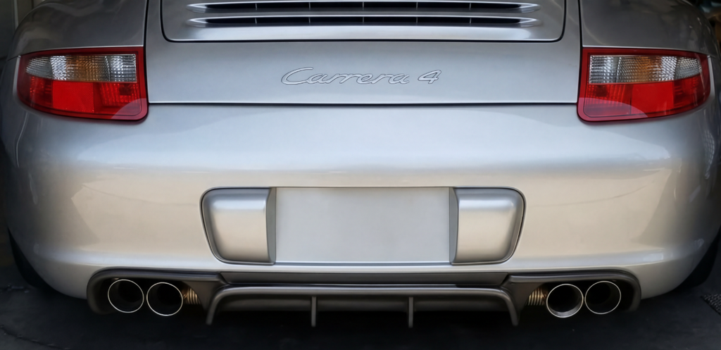 BetterBodies Motorsport Porsche 997.1 rear bumper diffuser in RUF TA-style polyurethane for 2005–2008 models.