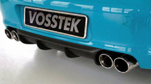 Load image into Gallery viewer, Porsche 997.1 Carrera and 4S rear diffuser by BetterBodies Motorsport, RUF/Strosek-style polyurethane, shown with license plate.