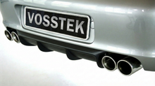 Load image into Gallery viewer, Porsche 997.1 rear diffuser in RUF/Strosek style polyurethane for Carrera and 4S models, shown with license plate.