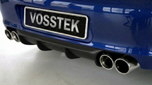 Load image into Gallery viewer, Porsche 997.1 Carrera 4S rear diffuser in RUF/Strosek style polyurethane, shown with license plate, by BetterBodies Motorsport
