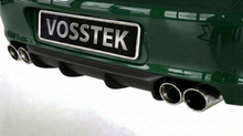 Load image into Gallery viewer, Porsche 997.1 Carrera rear diffuser in RUF/Strosek style polyurethane, shown with license plate on a 2005-2008 model