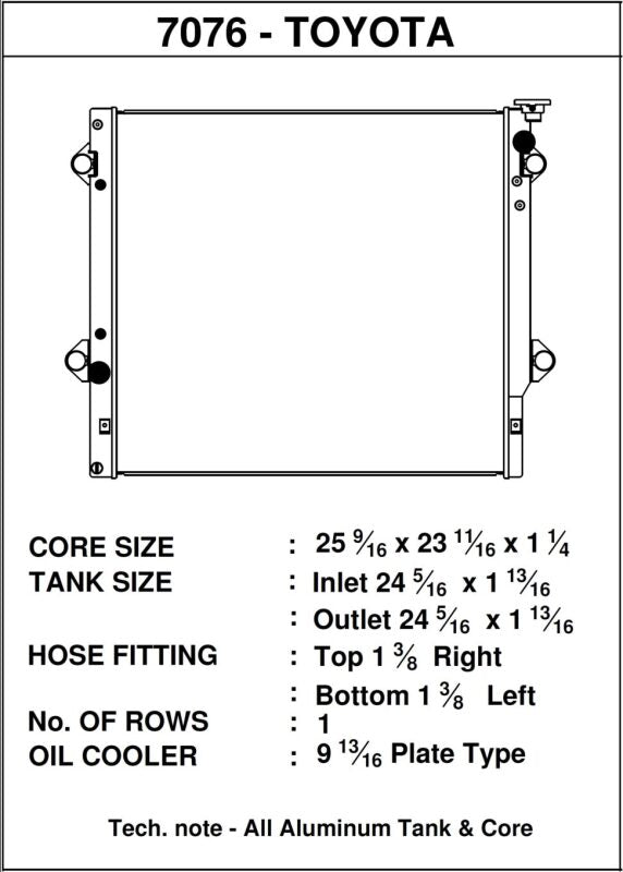 CSF 7076 FITS: 06-14 Toyota FJ Cruiser 4.0L / 03-09 Toyota 4Runner 4.0L / 2010 Toyota 4Runner 2.7L Radiator Radiators