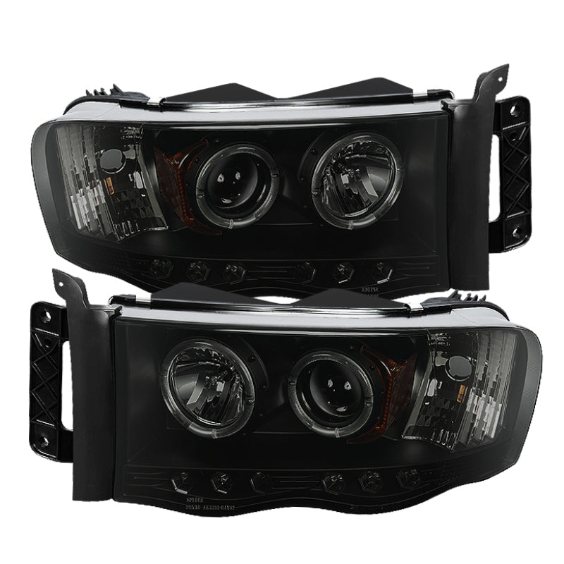SPYDER 5078384 FITS: Dodge Ram 1500 02-05 03-05 Projector Headlights LED Halo LED Blk Smke PRO-YD-DR02-HL-BSM Headlights