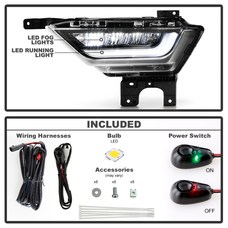 SPYDER 9052255 FITS: 21-23 Ford F150 OEM Style Full LED Fog Lights w/ Switch FL-FF1502021-LED-C Fog Lights