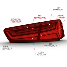 Load image into Gallery viewer, ANZO 321353 FITS: 2012-2018 Audi A6 LED Taillight Black Housing Red/Clear Lens 4 pcs (Sequential Signal) Tail Lights