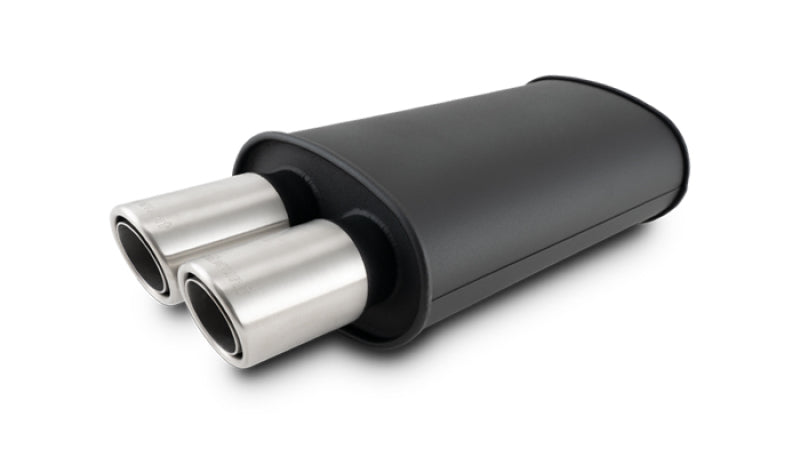Vibrant 12310 FITS: Streetpower Flat Blk Muffler 9x5x15in Body 2.5in Inlet ID 3in Tip OD w/Dual Angle Tips Muffler