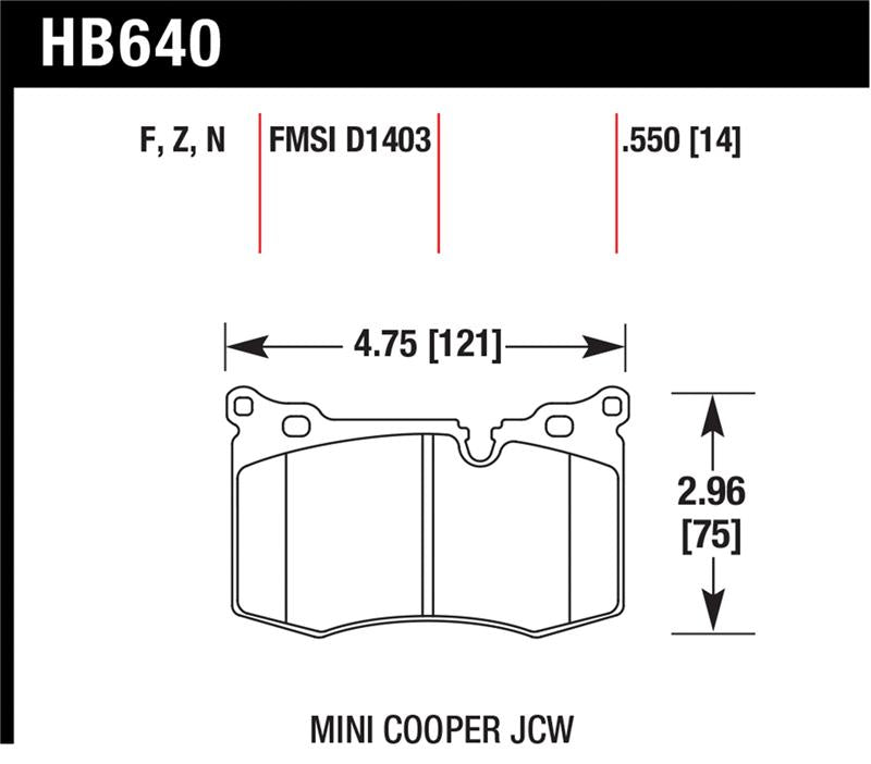 Hawk Performance HB640N.550 FITS: -Hawk 09-10 Mini Cooper HP+ Autocross Front Brake Pads Brake Pads Performance