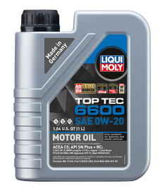 LIQUI MOLY 22044 FITS: 1L Top Tec 6600 Motor Oil SAE 0W20 Motor Oils