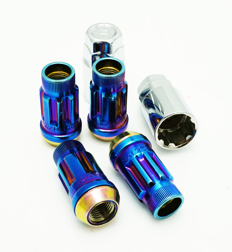 Wheel Mate 34938UN FITS: Muteki SR45R Lug Nut Kit Lock Set 12x1.50 45mm Burned Blue Neon Lug Nuts