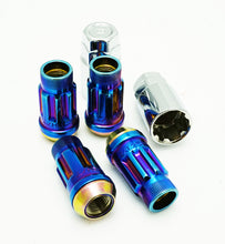 Load image into Gallery viewer, Wheel Mate 34938UN FITS: Muteki SR45R Lug Nut Kit Lock Set 12x1.50 45mm Burned Blue Neon Lug Nuts