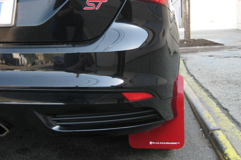 Rally Armor MF27-UR-BLK/RD FITS: 12-19 Ford Focus ST / 16-19 RS Black Mud Flap w/Red Logo Mud Flaps