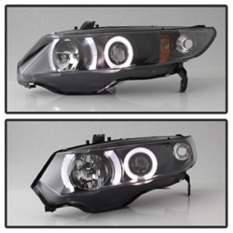 SPYDER 5010780 FITS: Honda Civic 06-08 2Dr Projector Headlights LED Halo Black High H1 Low H1 PRO-YD-HC06-2D-HL-BK Headlights