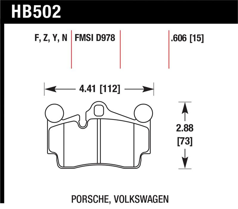 Hawk Performance HB502Z.606 FITS: Hawk Porsche / Volkswagen Performance Ceramic Street Rear Brake Pads Brake Pads Performance