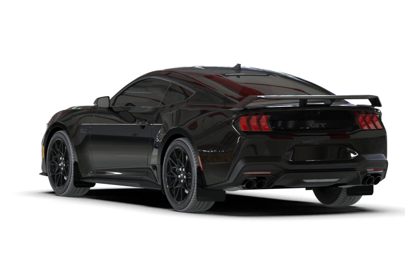 Rally Armor MF126-UR-BLK-MBK FITS: 2024+ Ford Mustang Black UR Mud Flap w/ Metallic Black Logo Mud Flaps