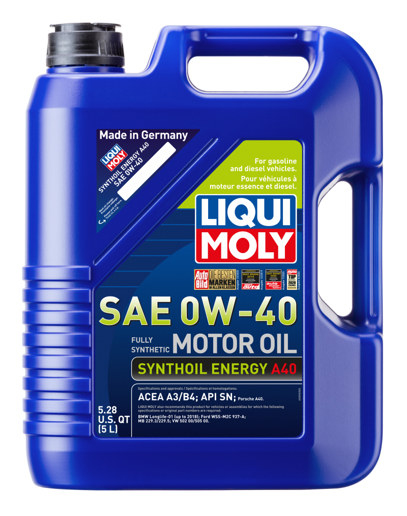 LIQUI MOLY 2050 FITS: 5L Synthoil Energy A40 Motor Oil SAE 0W40 Motor Oils