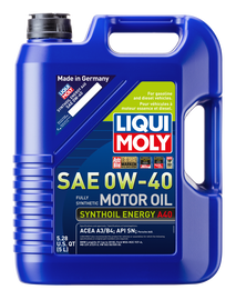 LIQUI MOLY 2050 FITS: 5L Synthoil Energy A40 Motor Oil SAE 0W40 Motor Oils