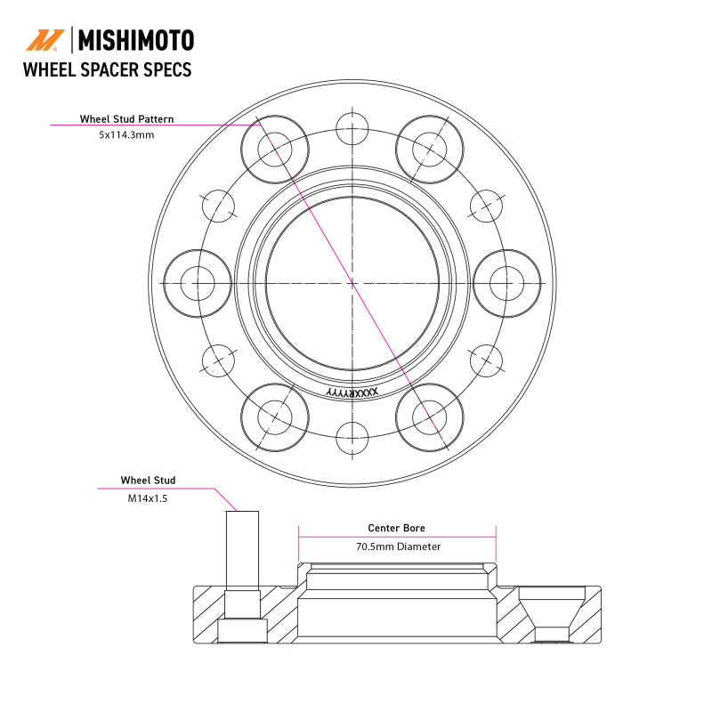 Mishimoto MMWS-001-500BK FITS: Wheel Spacers & Adapters FITS: Wheel Spacers 5X114.3 / 70.5 / 50 / M14 Black Wheel Spacers & Adapters