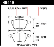 Load image into Gallery viewer, Hawk Performance HB549F.702 FITS: Hawk 07-08 Mazdaspeed3/06-07 Mazdaspeed6 HPS Street Front Brake Pads Brake Pads Performance