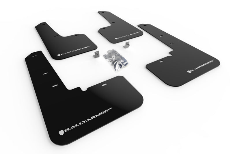 Rally Armor MF66-UR-BLK/WH FITS: 20-25 Subaru Outback Black UR Mud Flap w/White Logo Mud Flaps