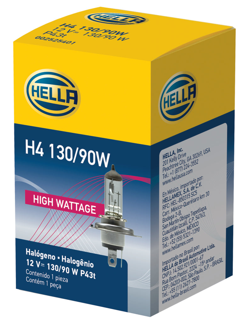 Hella LAH4 130/90W FITS: H4 12V 130/90W Halogen Headlight Bulb Universal Bulbs