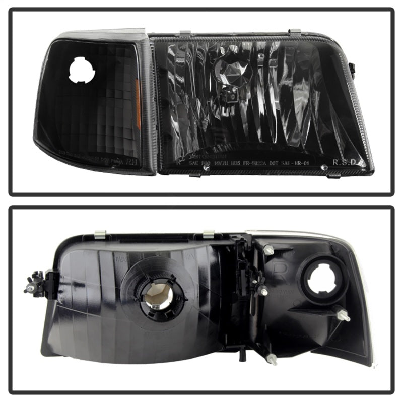SPYDER 9029363 FITS:xTune Ford Ranger 93-97 Crystal Headlights w/ Corner Lights 4pcs Sets Black HD-JH-FR93-SET-BK Headlights