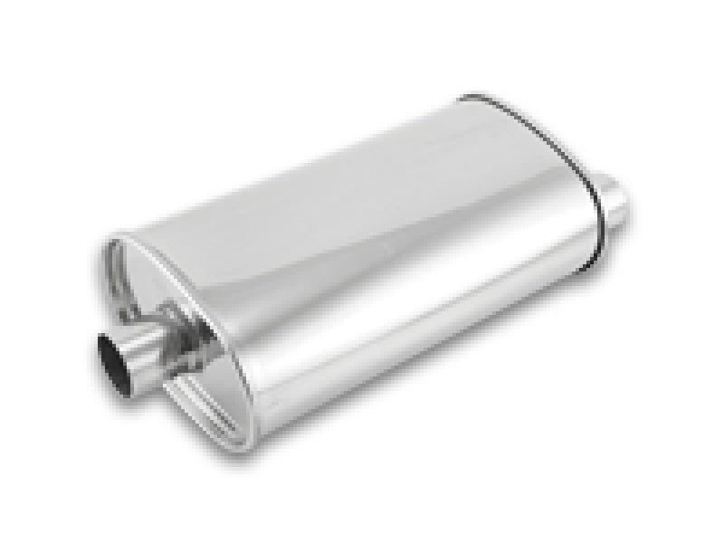 Vibrant 1104 FITS: StreetPower Oval Muffler 2in Inlet/Dual Outlet (Center In Offset Out) Muffler
