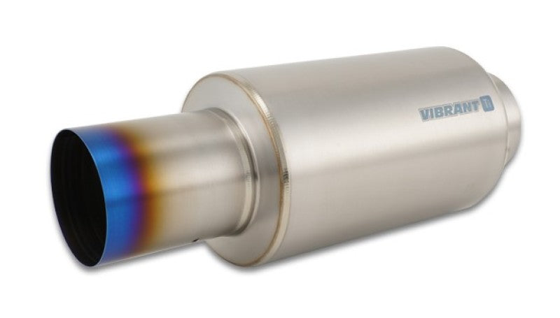 Vibrant 17566 FITS: Titanium Muffler w/Straight Cut Burnt Tip 4in Inlet / 4in Outlet Muffler