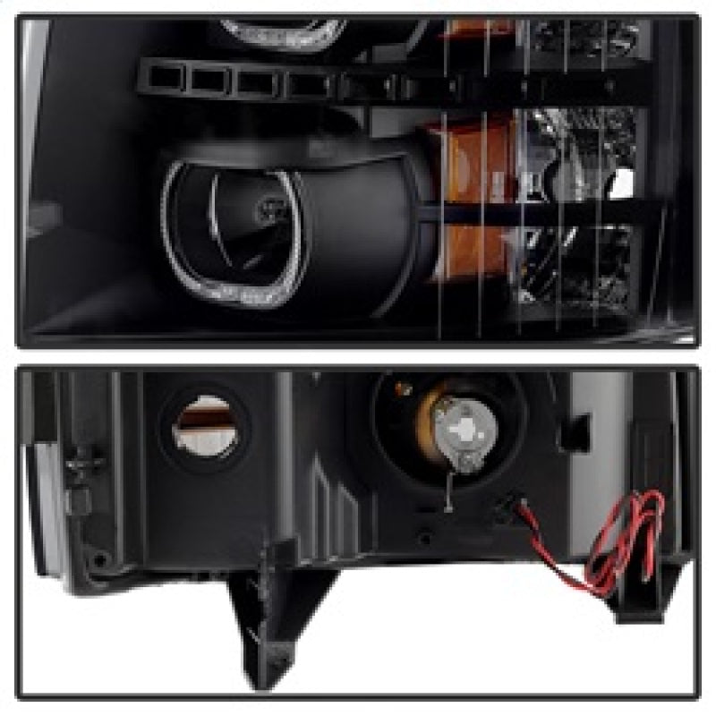 SPYDER 9032189 FITS:xTune Chevy Silverado 1500/2500/3500 07-13 LED Halo Projector Headlights Black PRO-JH-CSIL07-CFB-BK Headlights