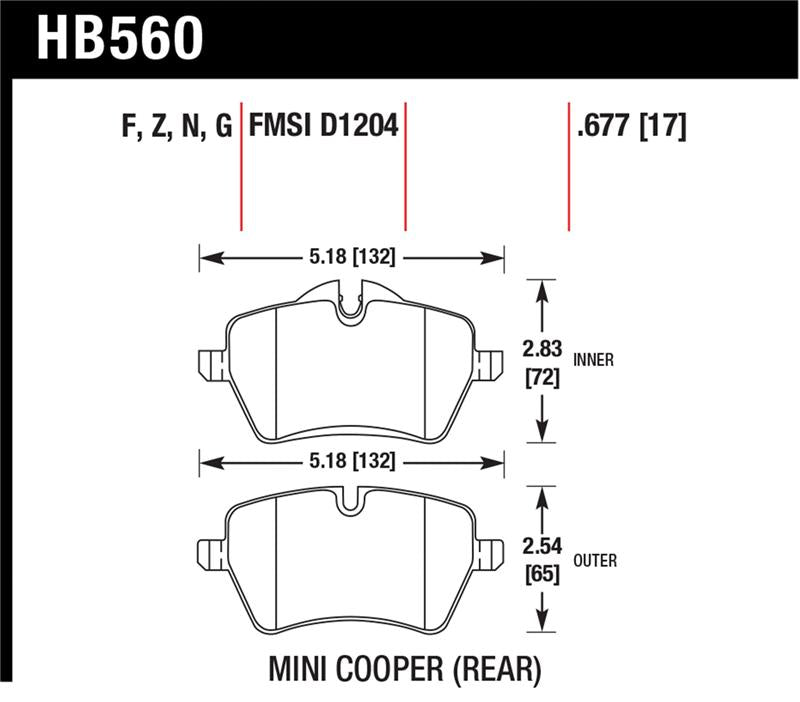 Hawk Performance HB560G.677 FITS: Hawk 06-15 Mini Cooper DTC-60 Race Front Brake Pads Brake Pads Racing