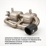Akrapovic S-PO/TI/19-TPB FITS: 20-21 Porsche 911 Turbo/Turbo S (992) Slip-On Race Line (Titanium) w/Black Titanium Tips Muffler