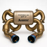 Akrapovic S-PO/TI/6H-G FITS: 16-17 Porsche 911 Turbo/Turbo S (991.2) Slip-On Line (Titanium) w/ Tips & Gloss Diffuser Muffler