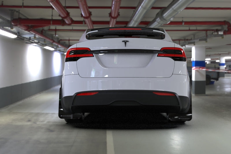 Rally Armor MF102-UR-BLK/MBK FITS: 22-26 Tesla Model X Black UR Mud Flap Metallic Black Logo Mud Flaps