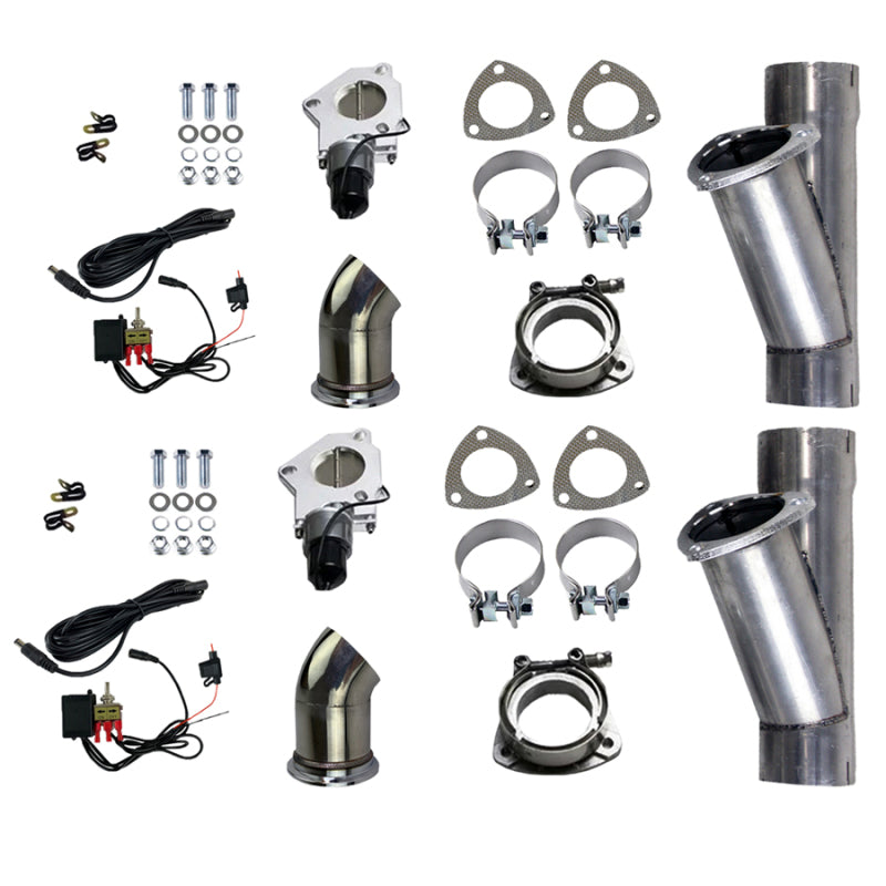 Granatelli Motor Sports 303525D FITS:Granatelli 2.5in Aluminized Mild Steel Electronic Dual Exhaust Cutout w/Slip Fit & Band Clamp Exhaust Cutouts