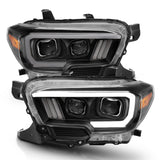 ANZO 111396 FITS: 2016-2017 Toyota Tacoma Projector Headlights w/ Plank Style Switchback Black w/ Amber Headlights